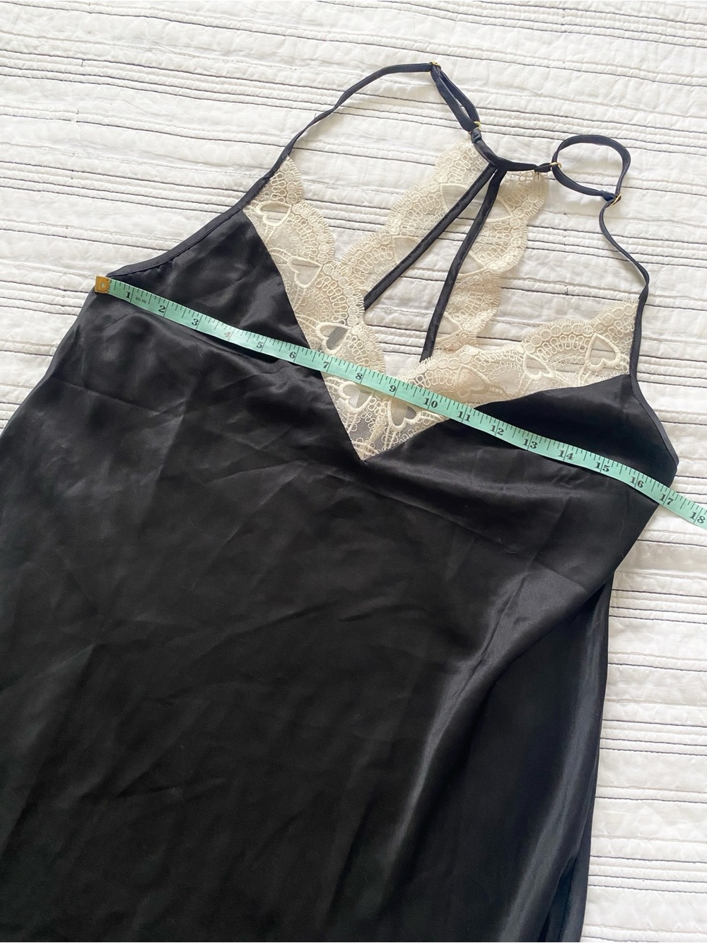 Flora Nikrooz Kit Matte Heart Lace Chemise Lingerie Nightgown Black size Medium - Picture 8 of 8